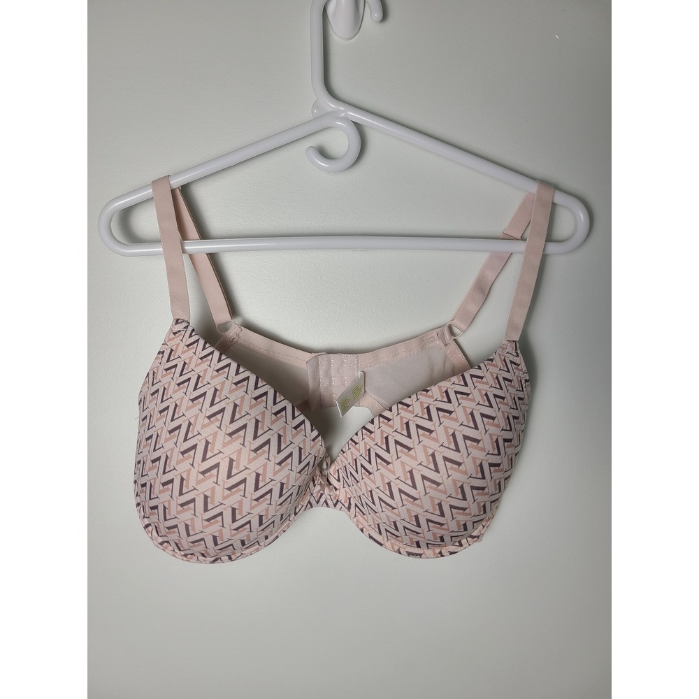 Adrienne Vittadini Studio Bra 38D Pink Mauve Geometric Chevron Underwire 3706-18
